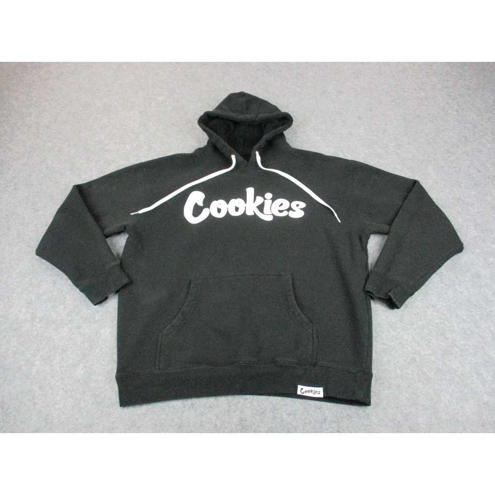 Cookies SF Hoodie Mens Large Black White Spell Out Pullover Heavyweight Sweater